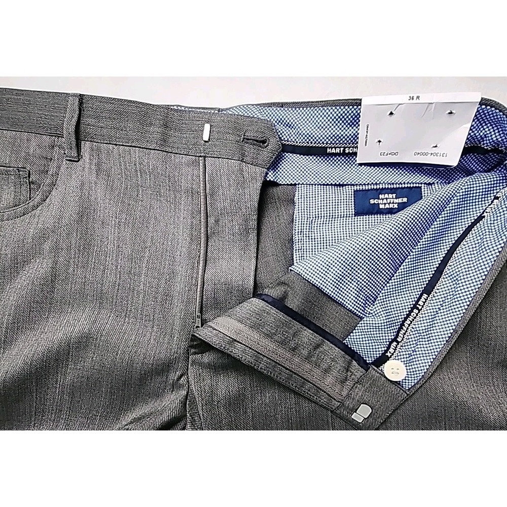 New Hart Schaffner Marx Dress Pants 36R Gray New York Fit Stretch Wool Blend NWT - Picture 7 of 13